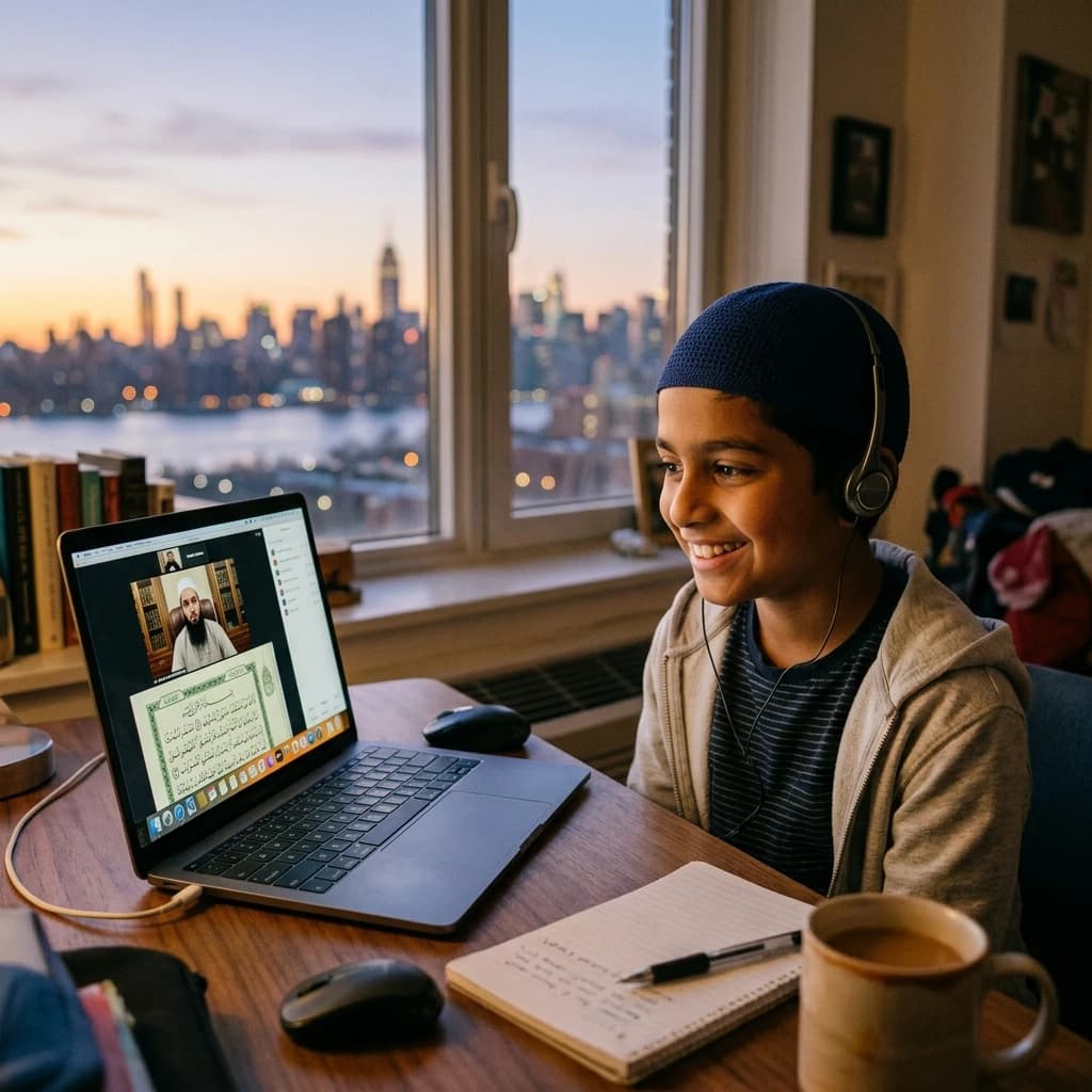 NYC student learning Quran online with a certified tutor