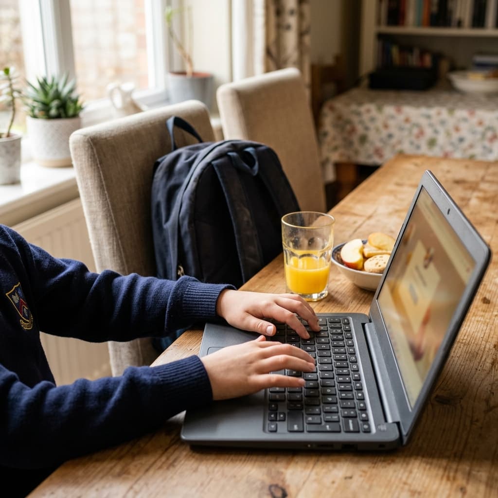 British Muslim children learning Quran online during after-school hours with a certified tutor